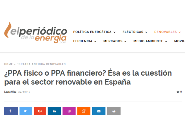 El Periódico de la Energía – ¿PPA físico o PPA financiero? Ésa es la cuestión para el sector renovable en España - Ingebau